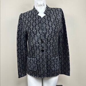 TABARONI CASHMERE Italy  Black and Gray Blazer with Textured Design Sz 50